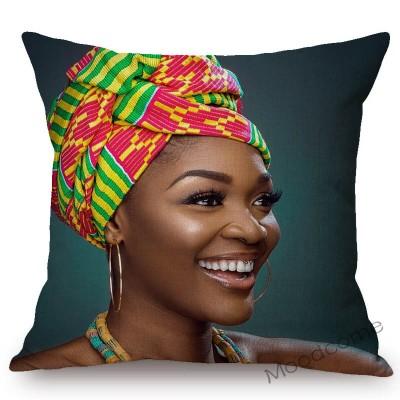 Fashion Magazine Cover Africa Girl Woman Black Beauty Headscarf Decorative Sofa Pillow Case Linen Home Decoration Cushion Cover