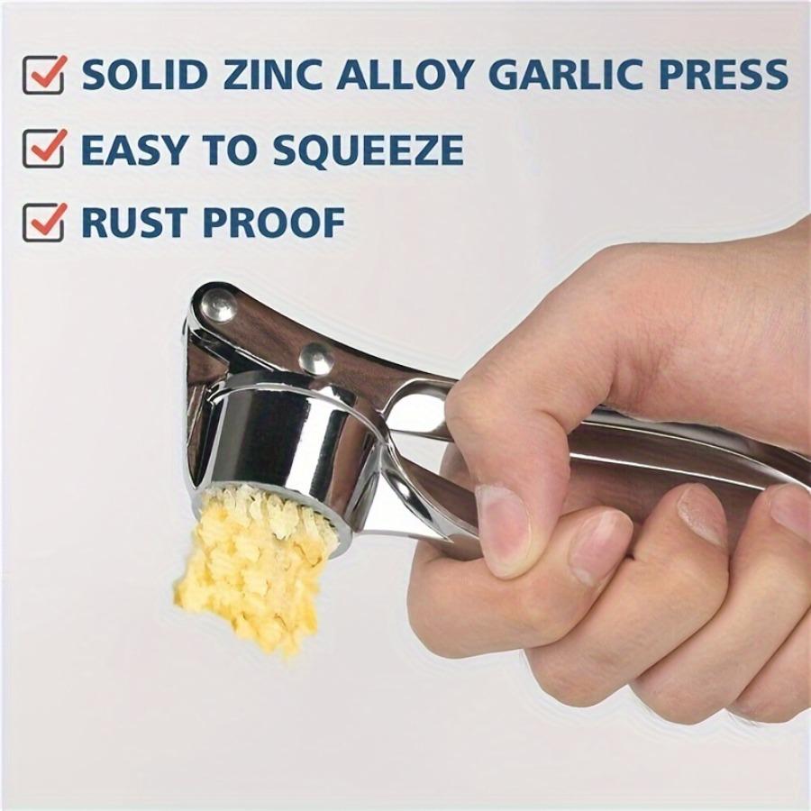 Heavy-Duty Stainless/Garlic Masher & Press, Heavy-Duty Zinc Alloy-like Garlic Crusher with Handle, Dishwasher, Manual Garlic Grinder, Restaurant & Use