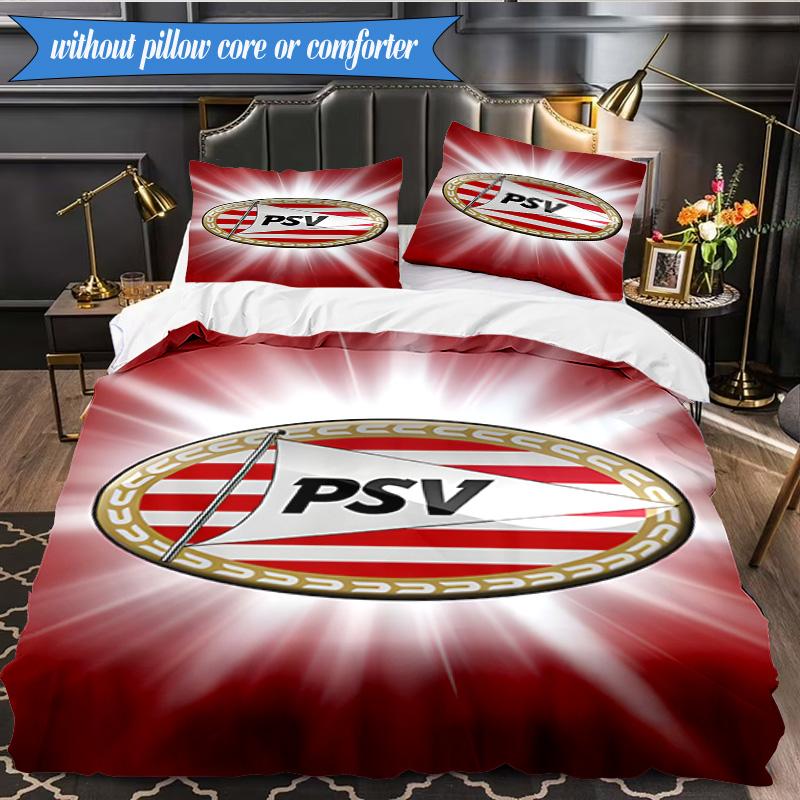 PSV Eindhoven Wappen 3-teilige Bettwäsche, inklusive 1 Bettbezug und 2 Kissenbezügen. Perfekt für Weihnachten, ideal für Schlafzimmer, Wohnheim