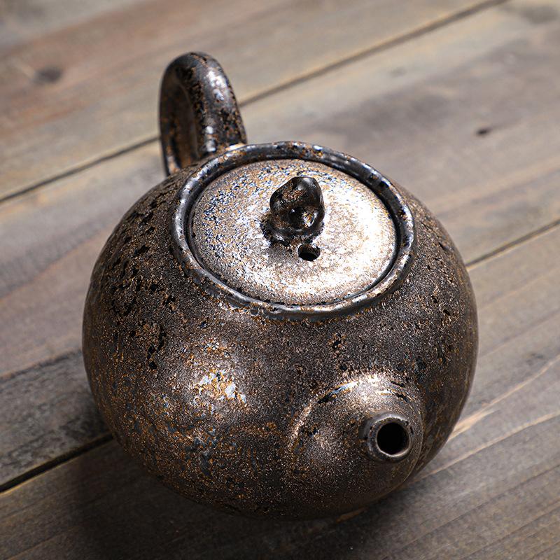 Japonská rezavá glazura Čajová konvice Ručně vyráběná kamenina Litinová konvice Čaj Primitivní rustikální styl Keramický hrnec Chawan Čajový obřad Domov
