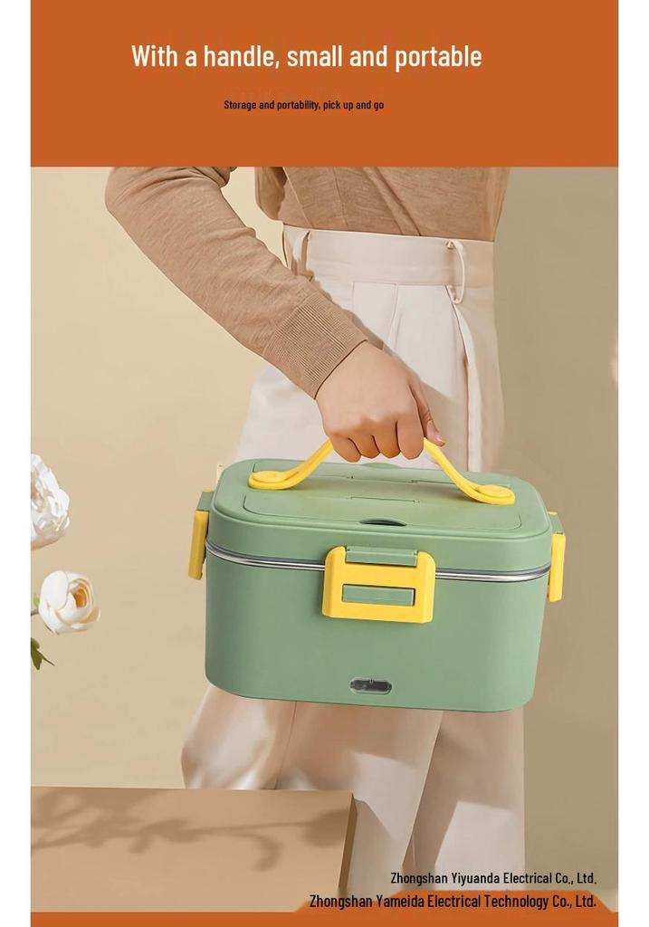 Electric Insulated Heating Lunch Box for Car - Portable Bento Box Gift with Waterless Heating