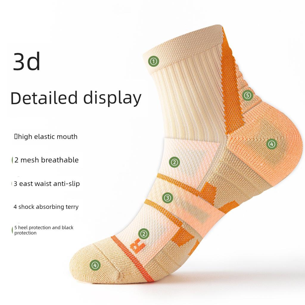 Professional Badminton Socks for Women, Mid-Calf Towel Bottom, Anti-Odor, Sweat-Absorbent, Wear-Resistant, Outdoor Fitness Running Sports Socks