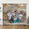 Curtains Vintage Flowers American Curtains Digital Printing Blackout Curtains No Punching