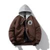 High Street Pilot Padded Jacket Thick Stand Collar Embroidered Baseball Single-Breasted Cotton Coat Men Winter