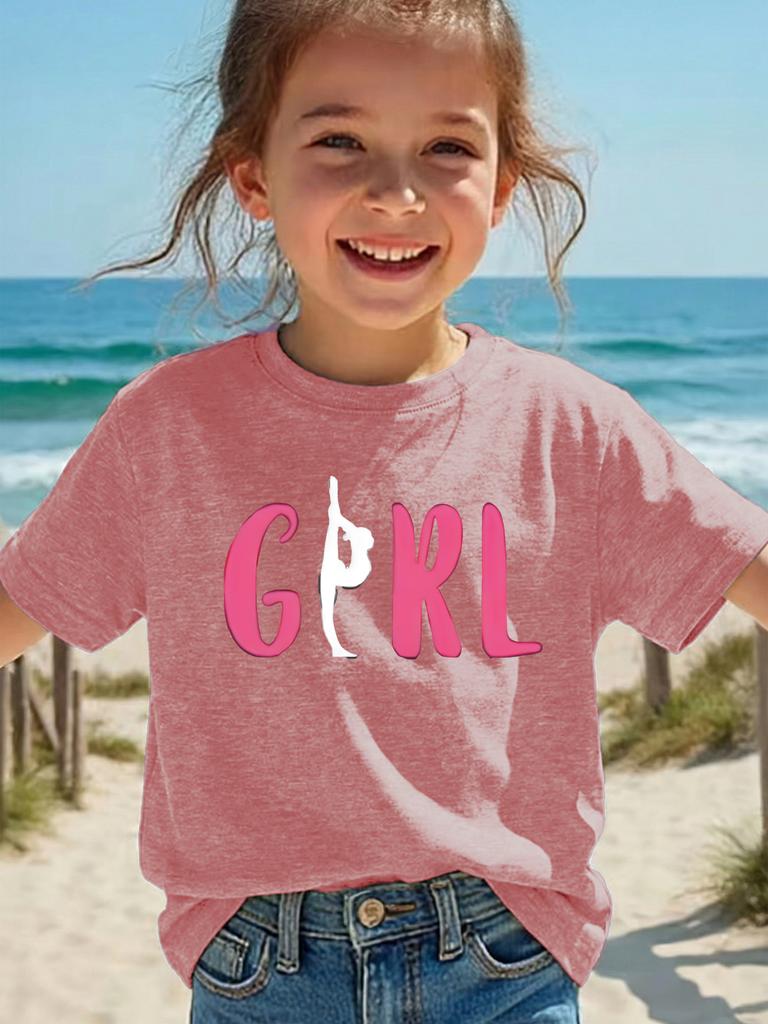 Spring and Summer Girls Casual Sports T-shirt Short-sleeved Energetic Girl Graphic T-shirt