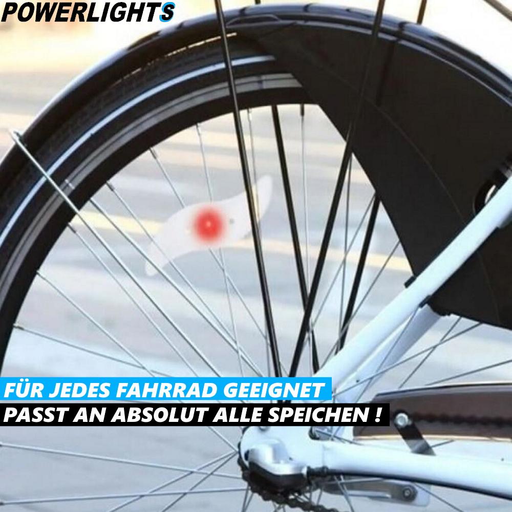 POWERLIGHTS LED Světlo do drátů jízdního kola Osvětlení Světlo na kolo Světlo na ráfek [Sada 2 kusů]