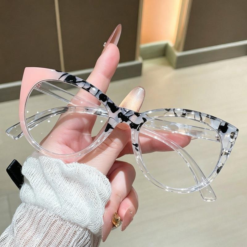 Women's INS Style Fashion Cat-Eye Presbyopia Glasses Two-tone Frames High-definition Trendy Reading Glasses Diopter 0 To +4.0