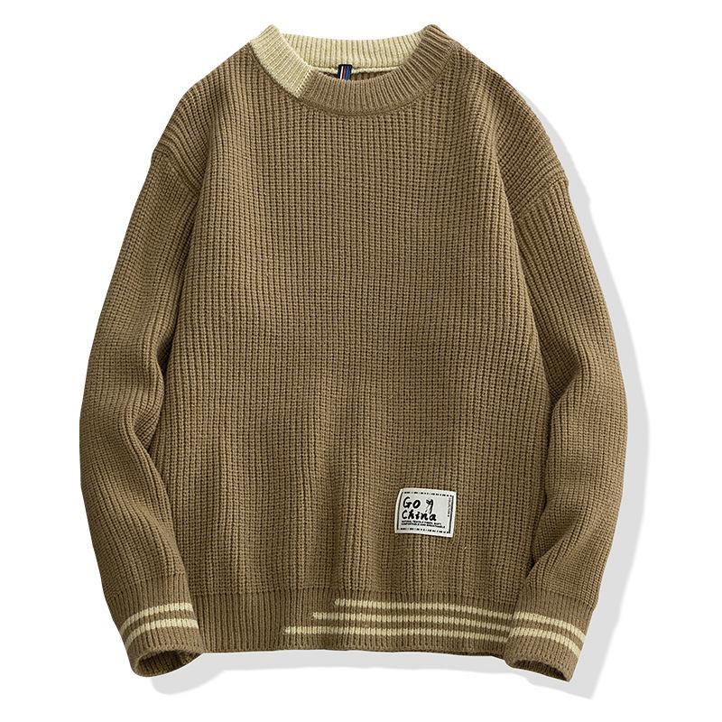 Autumn and Winter Sweater Men's Ins Japanese Trend Thickened Bottoming Shirt Men's Loose Crew Neck Knitted Sweater