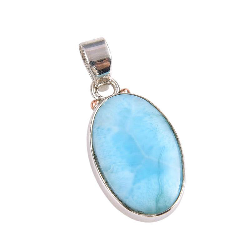 Natural Republic Larimar Gemstone 925 Solid Sterling Silver Pendant 1.25'' I5o16