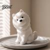 Small Samoyed Collectible Cute Sitting Dog Figurine 3D Printed Smiling Puppy Statue Healing Compact Shelf Figurine Animal Desktop Ornament for Home