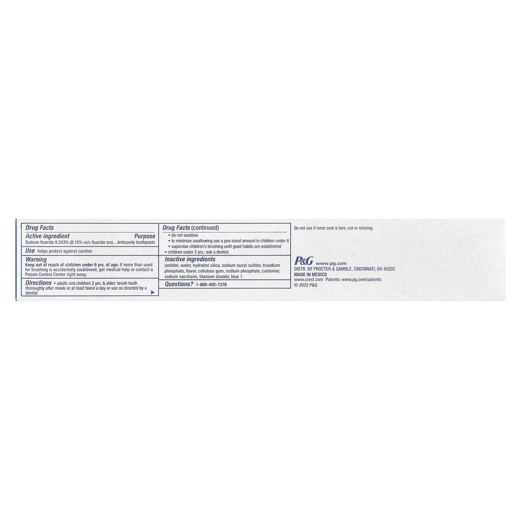 Cavity Prevention, Fluoride Cavity Prevention Toothpaste, Regular, 161G(5.7Oz)