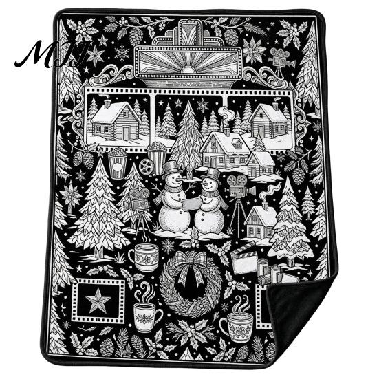 Unique Creative Celebration Gifts Christmas DIY Coloring Blanket for Adults And Kids, Color Your Own Blanket, 59" x 51" Soft Cozy Polyester