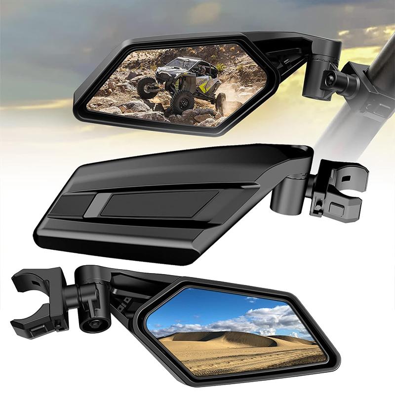 UTV Side Mirrors RZR Adjustable Side Mirrors with 1.5”-2” Roll Bar for Polars RZR 1000 Can Am Maverick Yamaha YXZ Rhino Pioneer black 1