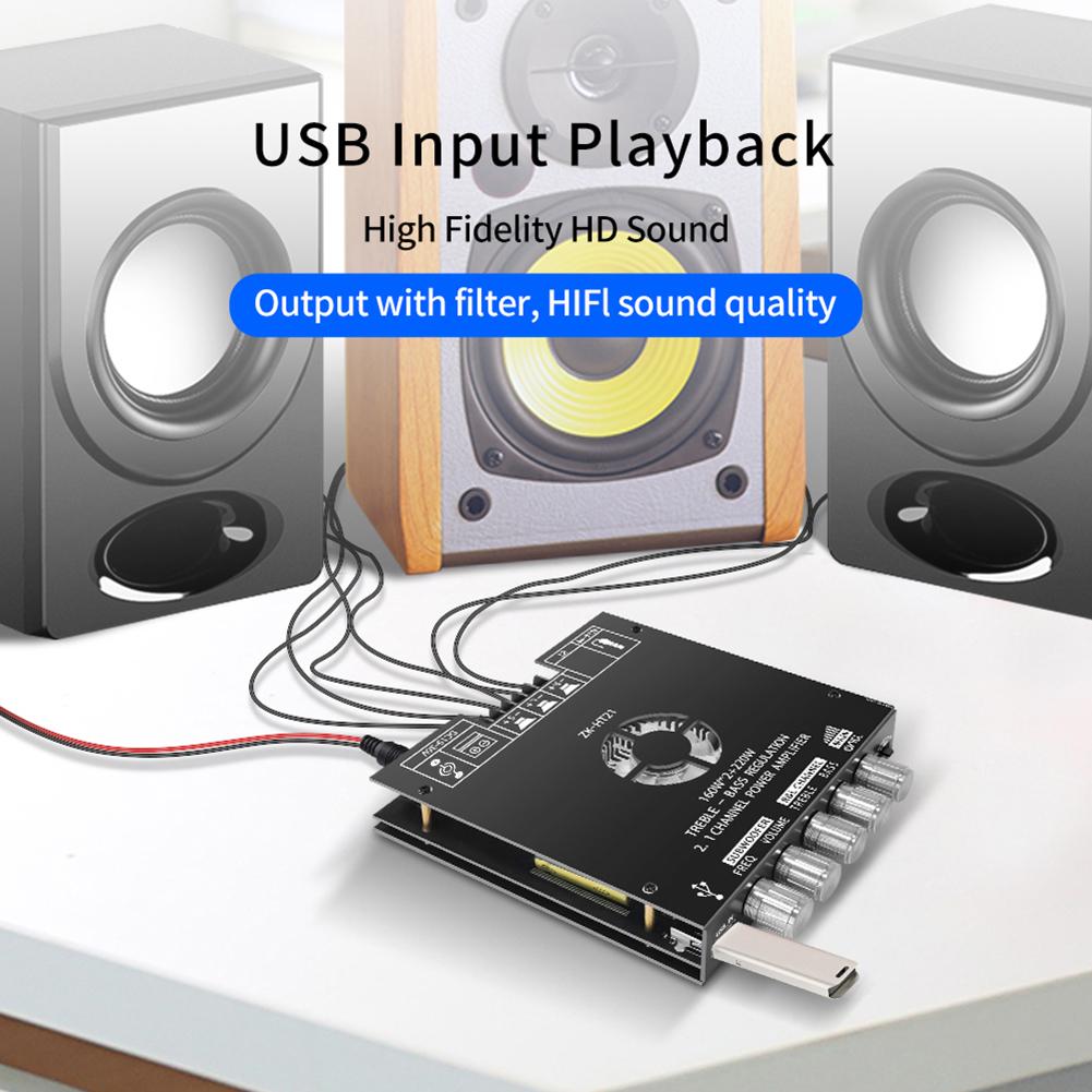 ZK-HT21 TDA7498E Digital Amplifier Module 160WX2+220W Amplifier Board Module AUX/USB Input 2.1 Channel HiFi Bluetooth-Compatible