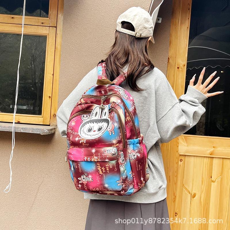 School bag new student backpack trendy large capacity high value cartoon printing casual simple backpack