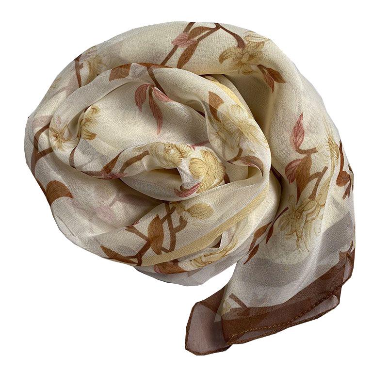 Summer Thin Silk Scarf for Women's High end Mulberry Silk Scarf Long Versatile Fashion Shawl Scarf Beach Towel