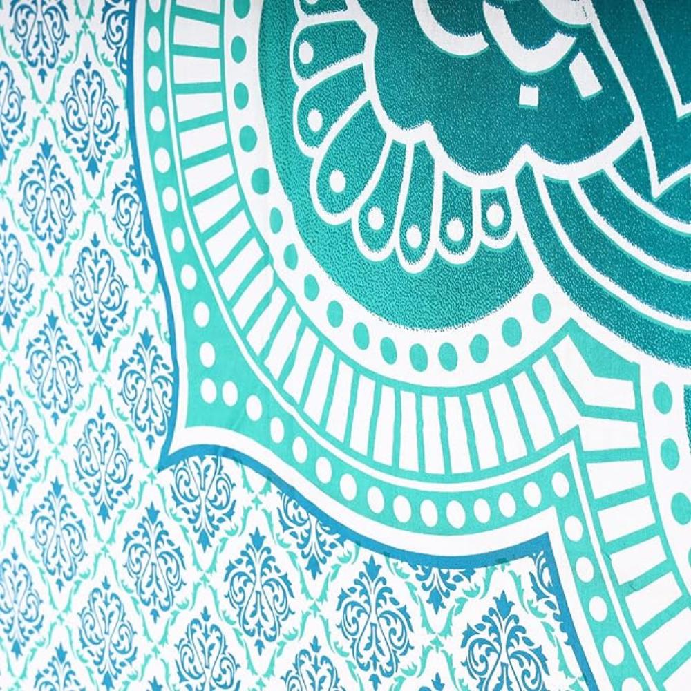 BLESS INTERNATIONAL Beautiful Indian Bohemian Psychedelic Hippie Ombre Window Curtain Panels for Bedroom, Living, Balcony (Green Passion Flower)