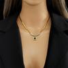 Stainless Steel Square Green Crystal Zircon Pendant Necklace Earrings Bracelet Jewelry Set for Women Gifts