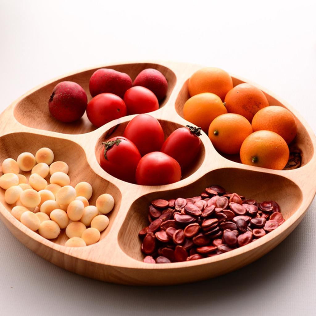 Beech Round Fruit Plate Containers Snacks Dinner 5 Apartment - 30cm