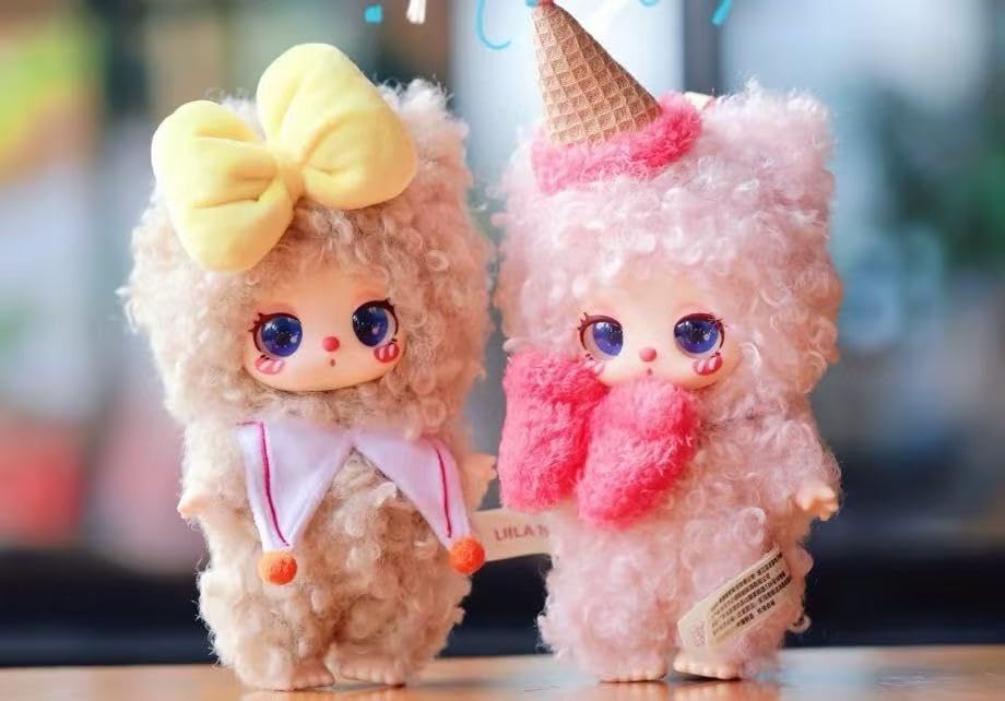 Liila Toys 3. Generation Maskottchen Plüschtier Teilweise Lockiges Material Großes Schleifen-Design 9 Typen Regelmäßig 1 Zufällig Authentisch, & (8 + Geheimnis) [1