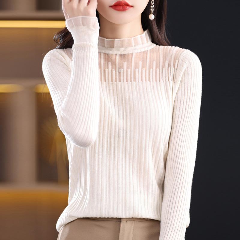 INDFS Women's Fashion Casual Fall Winter Solid Color Print Long Sleeve Half Turtleneck Sweaters