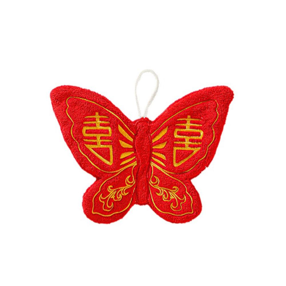

Coral Velvet Hanging Butterfly Towel Creative Butterfly Washing Towels Home Decoration красный