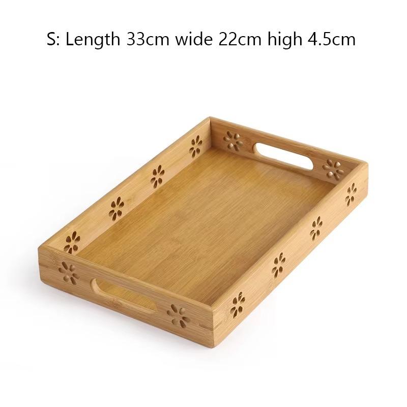 

Деревянный поднос 1 шт. бамбуковый поднос резной чайный поднос подставка для посуды фрукты хлеб десерт чай еда поднос с ручкой 330X220X45mm