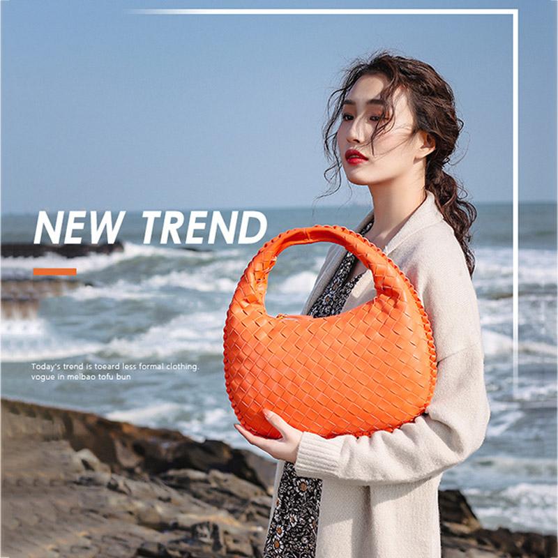 2025 Trendy Woven Hobo Bag for Women Style Half Moon Shoulder Bag Small Crescent Crossbody Purse