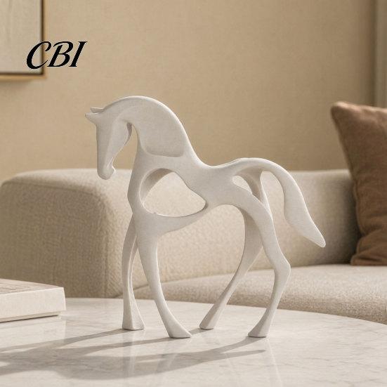 Modern Horse Decoration 3D Printed Abstract Statue, Minimalist Hollow White Figurine for Sculpture Desk Decor, Animal Shape Ornament Home Living Room