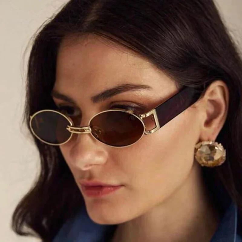 Vintage Small Oval Punk Sunglasses Women Men Steampunk Fashion Metal Frame Sun Glasses Trendy Shades For Beach Y2K Eyeglasses