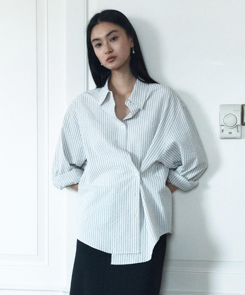 Siyajyu Sitp5256 Noble Unbalanced Wrap St Shirt_Ivory