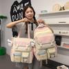 Cute Color Blocked Letter Print Student Backpack Shoulder Bag For Travel And School