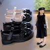 Girls' Spring and Autumn Leather Shoes for Middle and Older Children, Soft-soled Black Performance Shoes