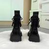 Women's Genuine Leather Martin Boots - Winter Velvet, Thick Warm, White Fur, Non-Slip, Wear-Resistant Snow Boots