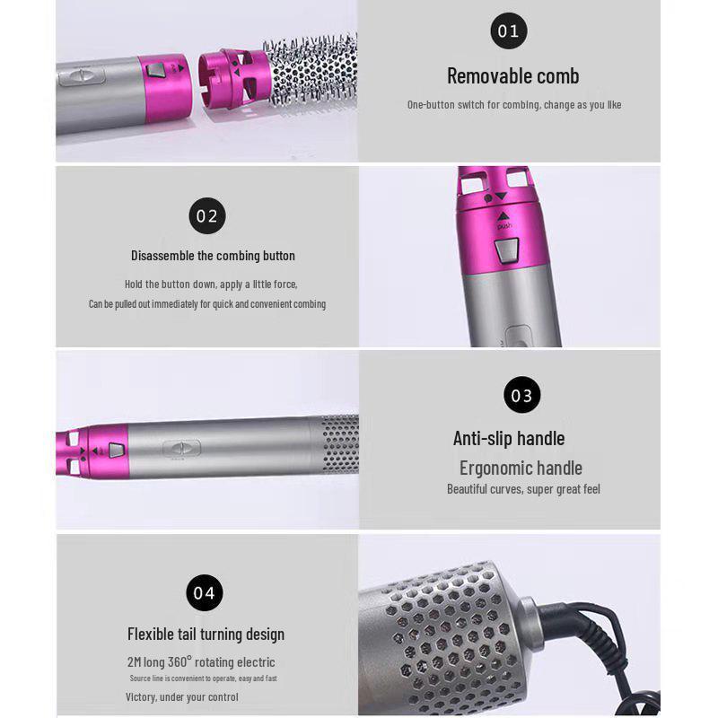 Cross-border Ionic Hair Dryer & Curler: 5-in-1 Multi-Functional Hot Air Styling Comb