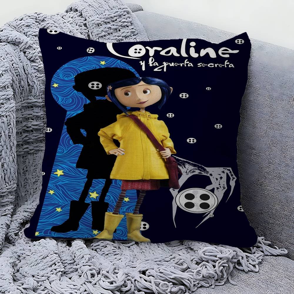 Anime Movie Coraline Classic Anime Pillow Cushion Cover Pillowcase Living Room Sofa Home Decor Customized