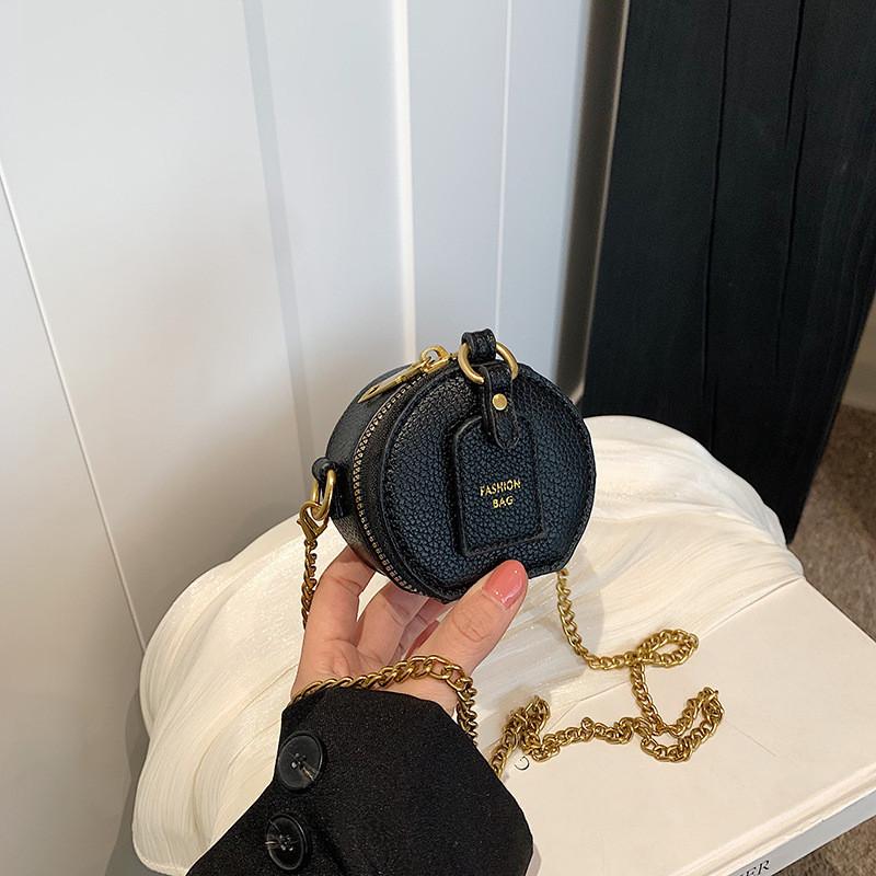 Stylish Retro Mini Round Bag For Kids And Adults With Chain Design Lightweight