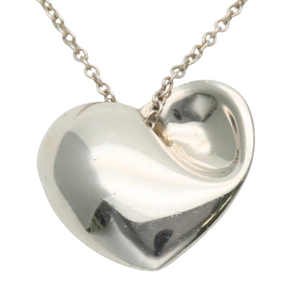 Used TIFFANY&Co. Necklace Fold heart Silver925 5.1g Silver cute