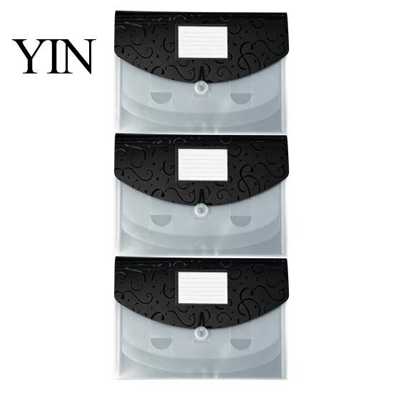 Expandable File Organizer Document Folder with Label Slot, Layered Design Waterproof PP Storage Envelope, Secure Rope Closure for Office And