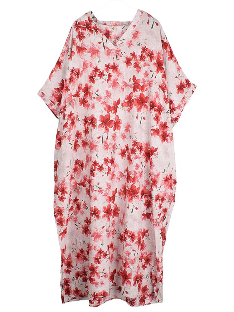 XITAO Batwing Print Flower Leisure Dress ZMY1006