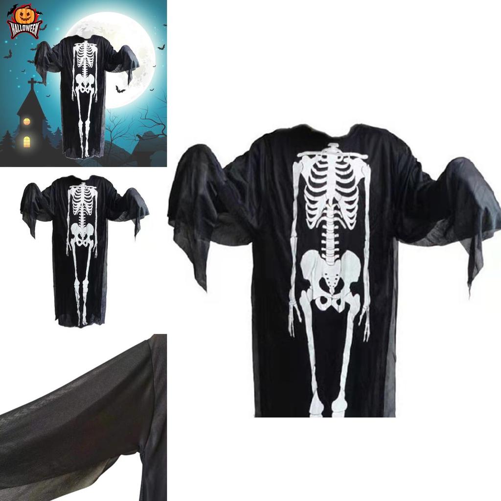 Halloween Skeleton Ghost Fancy Dress Cosplay Costume For Adults And Kids