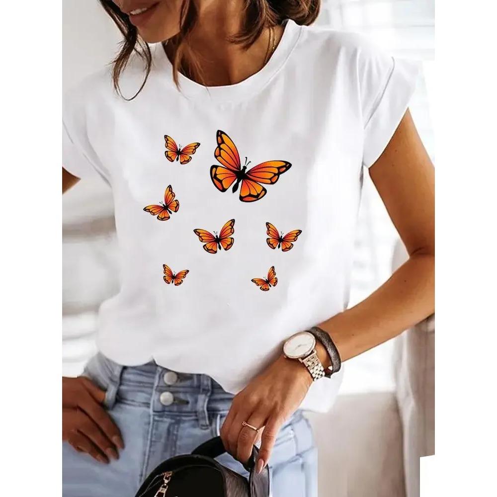 2025 Summer Women Clothes Style Trend Print T-shirt Fashion Short Sleeve Cute Casual Clothing