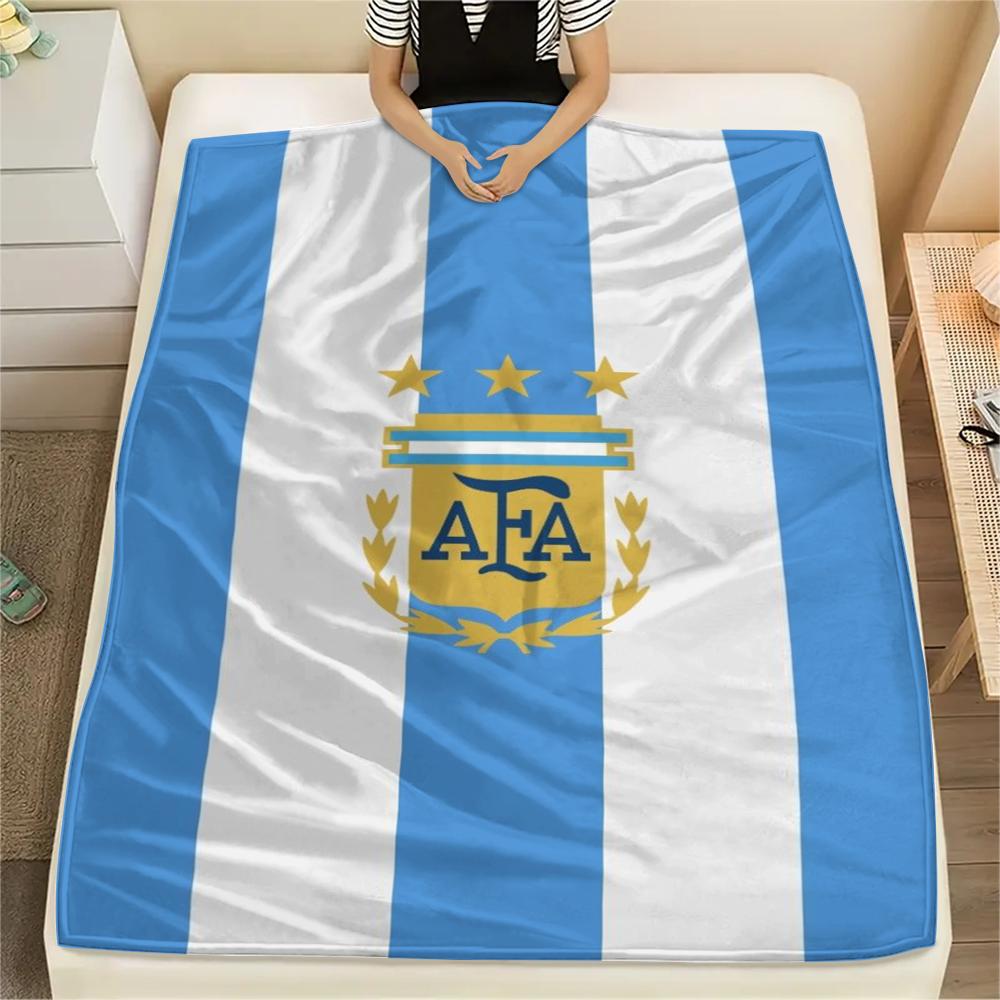 1PC Argentina national FC Print Flannel Blanket, High quality Comfortable for All Seasons, Home Decor, Warmth and Comfort, Perfect for Christmas Gifts