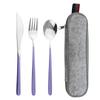 Pink Gold 4Piece Dinnerware Set Portable Reusable Cutlery Set For Travel Camping Flatware Spoon Fork Utensils Set and Bag