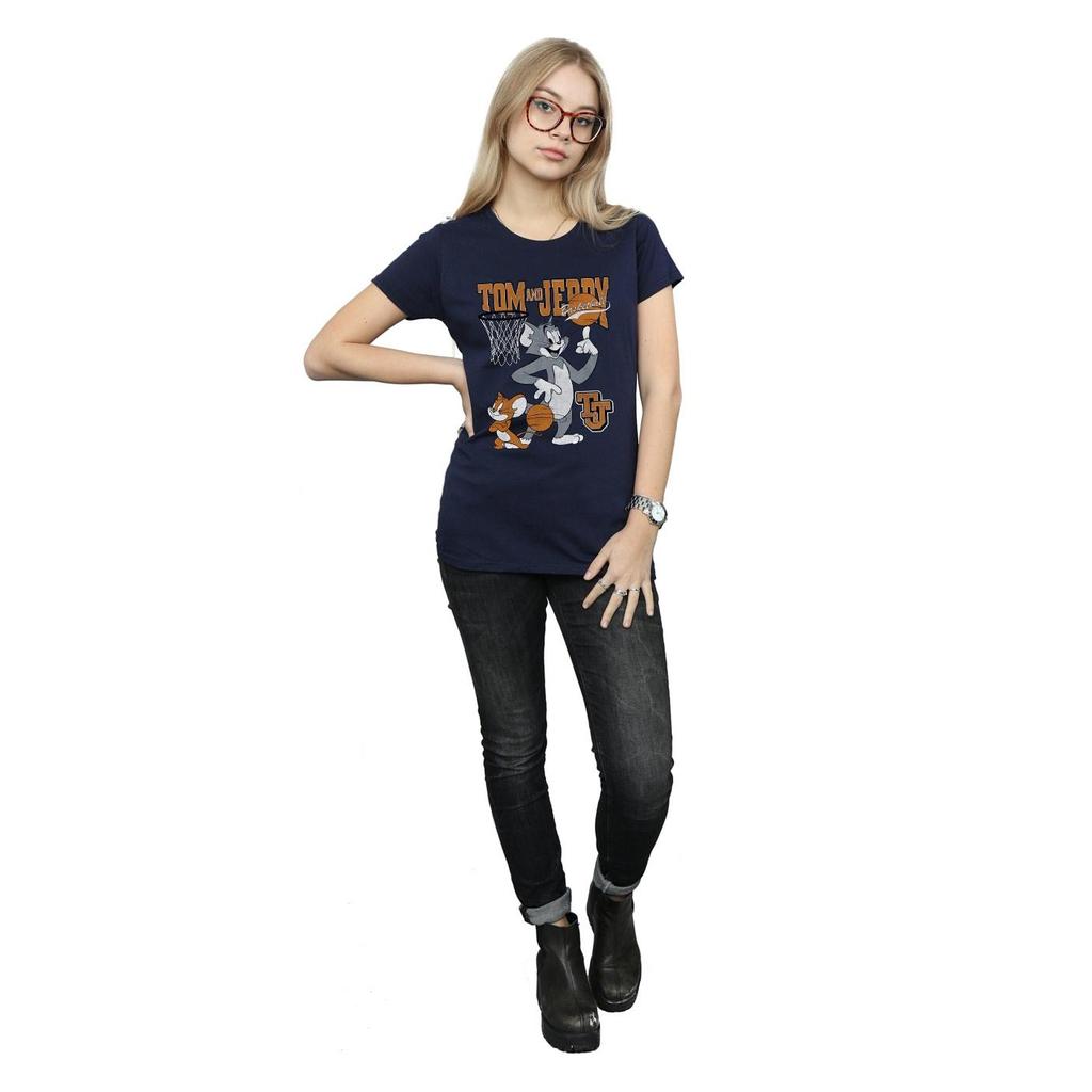 Tom And Jerry Womens/Ladies Spinning Basketball Cotton T-Shirt
