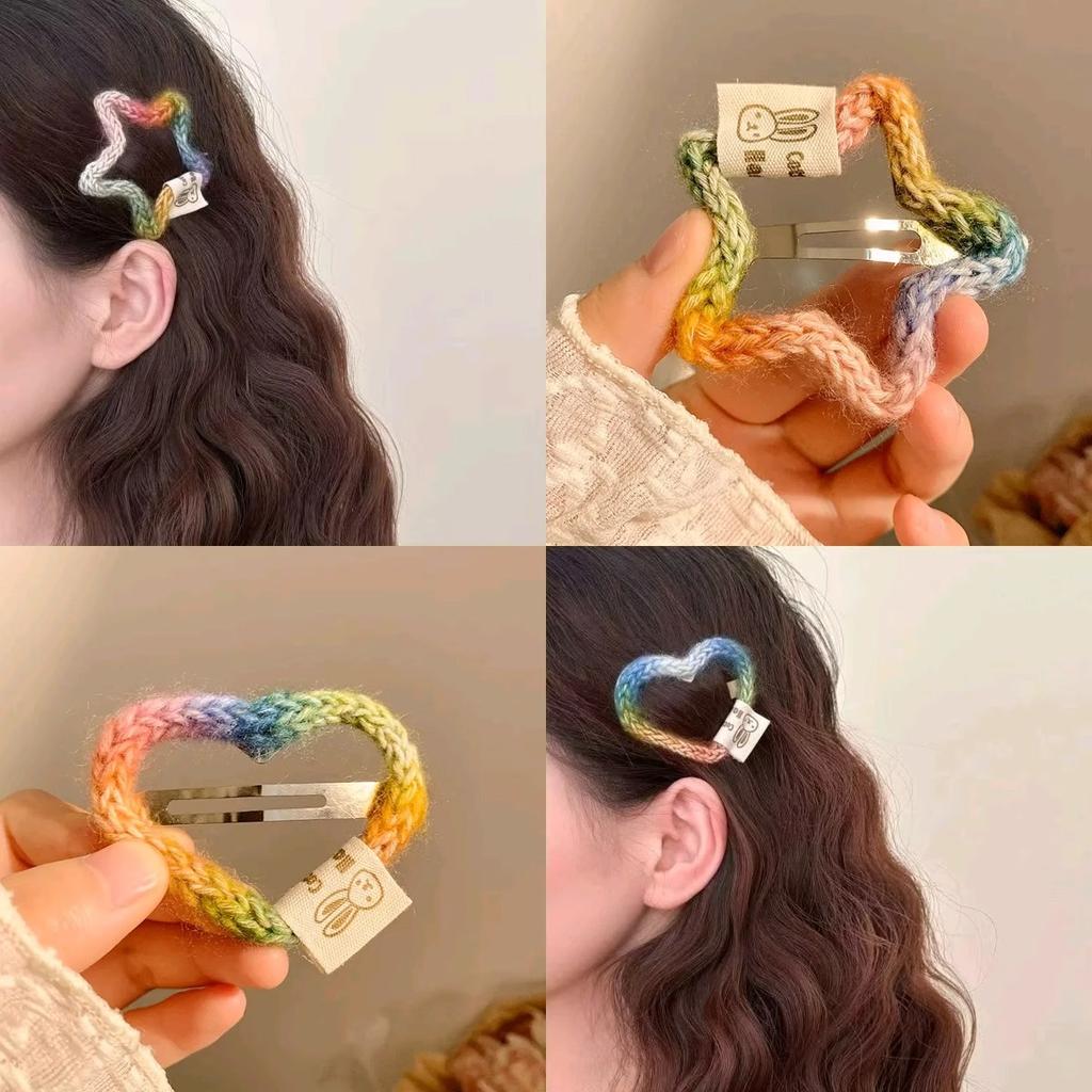 Hot Fashion Knitted Rabbit Heart Star BB Hairpin Hair Side Clips for Women Girls Child Gift Hair Accessories Headwear Ornament