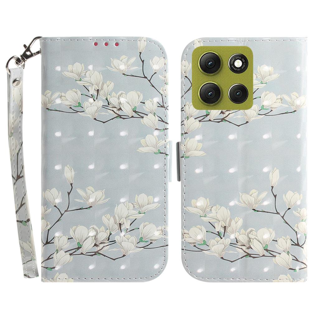 For Motorola Moto G86 5G Case Pattern Printing Leather Wallet Phone Cover with Wrist Strap