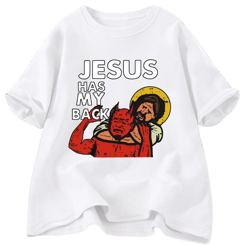 

Jesus Has My Back T-shirt Funny Christian Jesus Brazilian Jiu-jitsu T-Shirt Religious Faith T-shirts Short Sleeve Clothes Summer 4XL