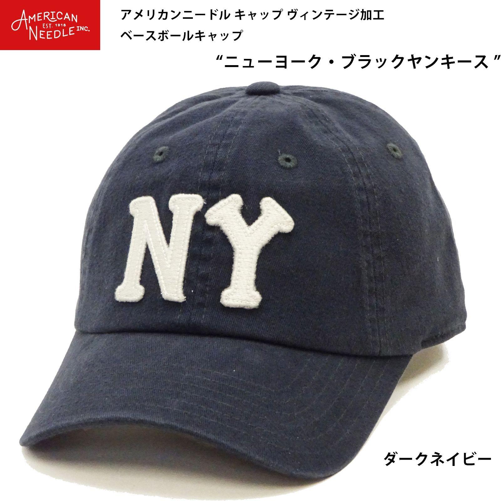 Used American Needle Cap New York Black Yankees Vintage Processing Baseball Cap Hat A-44747 D. Navy