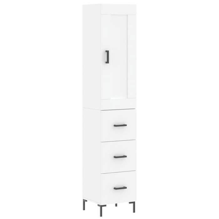 Buffet haut - Maison Exclusive - Blanc - Bois d'ingénierie - Pieds en métal